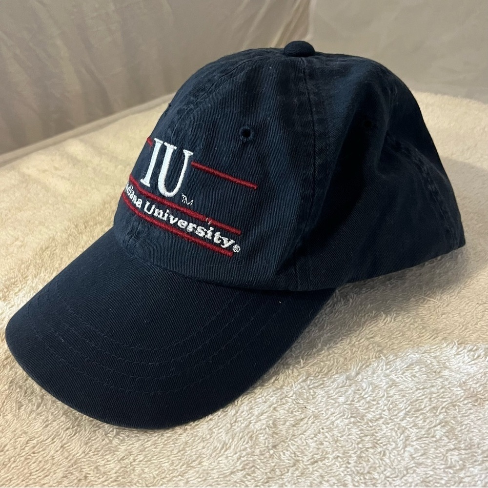 Indiana University Fitted Size 7-1/8 Navy Blue Cotton Ball Cap by The Game - Picture 11 of 15